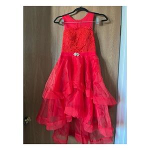 Elegant Red Lace and Tulle Dress